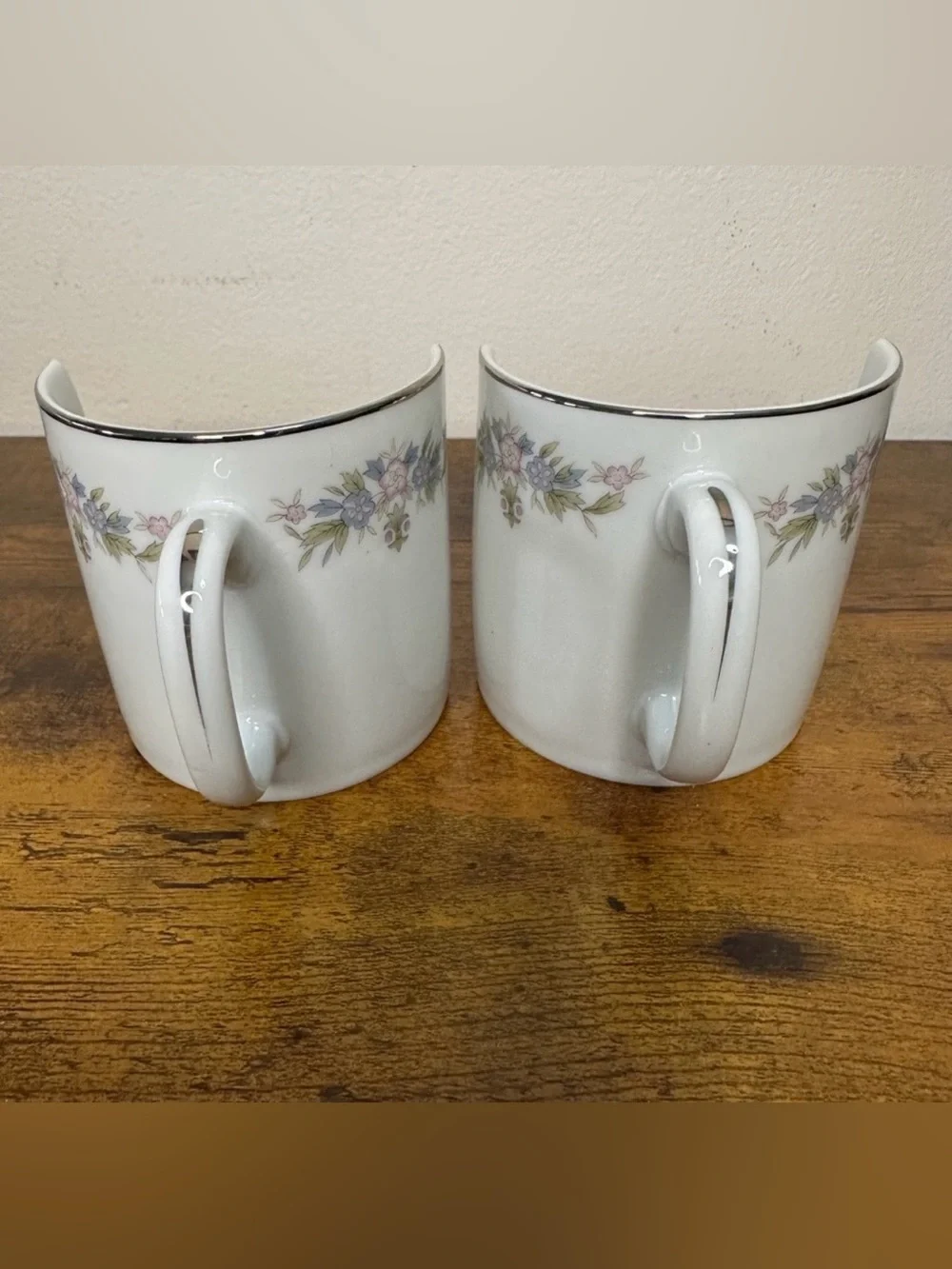 Vtg Society Fine China Shelly Candle Holder Pair Crescent Cutout Japan Platinum